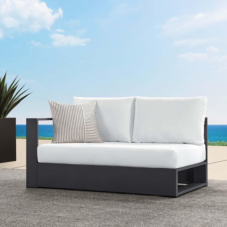 Modway Tahoe Aluminum Modular Left-Facing Outdoor Patio Loveseat in Gray White with Weather-Resistant Cushions, Couch for Garden Backyard, Poolside Modway