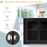 Sideboard Buffet Cabinet, Stackable Cupboard Storage Table with Adjustable Shelf & Glass Sliding Doors, Wooden Credenza Coffee Bar Cabinet for Kitchen/Dining Room/Living Room/Entryway (Black) Giantex