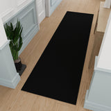 Machine Washable Modern Solid Design Non-Slip Rubberback 3x10 Traditional Runner Rug for Hallway, Kitchen, Bedroom, Living Room, 2'7" x 9'10", Black Ottomanson