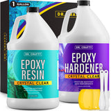 DR CRAFTY Clear Epoxy Resin - Table Top Epoxy Resin Kit - Clear Epoxy Resin for Resin Molds, Table Top, Art Resin, Craft, Jewelry Casting, DIY, Tumblers & Wood - 2 Part Resin Kit (1 Gallon) DR. CRAFTY