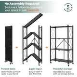 DEANIC 4 Tier Foldable Storage Shelves with Wheels, Large Capacity Shelving Unit, Freestanding Metal Wire Shelf Rack, No Assembly Organizer Rack for Garage Kitchen, Basement, Pantry(Black Pack of 2) DEANIC