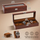 ProCase Wooden Watch Box for Men, 6 Slot Watch Display Case Mens Watch Box Organizer, Wood Watch Case for Men Watch Storage, Watch Holder Organizer with Glass Lid -6 Slot, Espresso ProCase