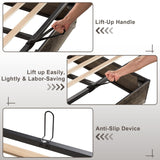 AMERLIFE King Size Lift Up Storage Bed Frame, Wooden Platform Bed Frame with Lifting Storage & Charging Station, No Spring Box Needed/Noise Free, Rustic Grey AMERLIFE