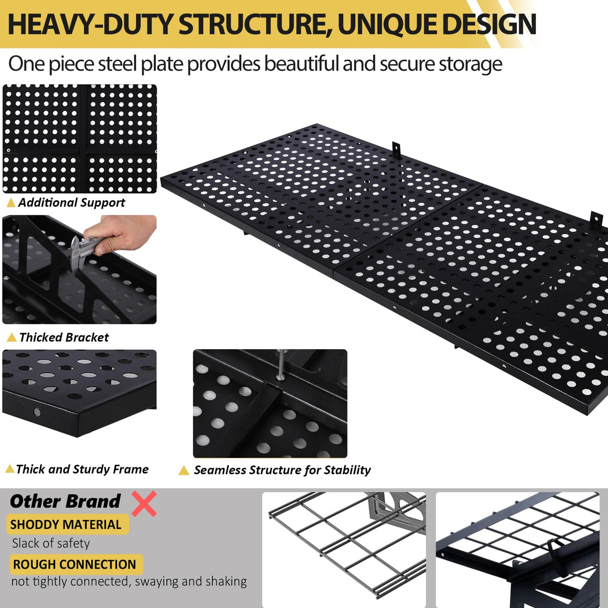 GarveeTech 2-Pack 1.6x4ft Garage Wall Shelving, Garage Storage Wall Garage Shelves for Wall Storage, Heavy Duty Garage Storage Rack Wall Mounted Floating Shelves, 560lbs Load Capacity GarveeTech