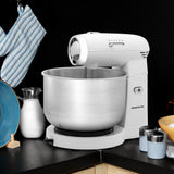 OVENTE Electric Kitchen Stand Mixer with 3.5-Quart Removable Stainless Steel Mixing Bowl, 5 Speed Control, 250-Watt Power, 2 Blender Attachment Egg Beater Whisk & Dough Hook White SM680W OVENTE