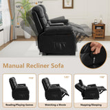 ZRNINR Loveseat Reclining Sofa, Home Theater Seating with Center Console, RV Recliner Sofa with Cup Holders and Pockets, Manual Double Seater Recliner for Living Room, Motor Home, Cinema(Black) ZRNINR