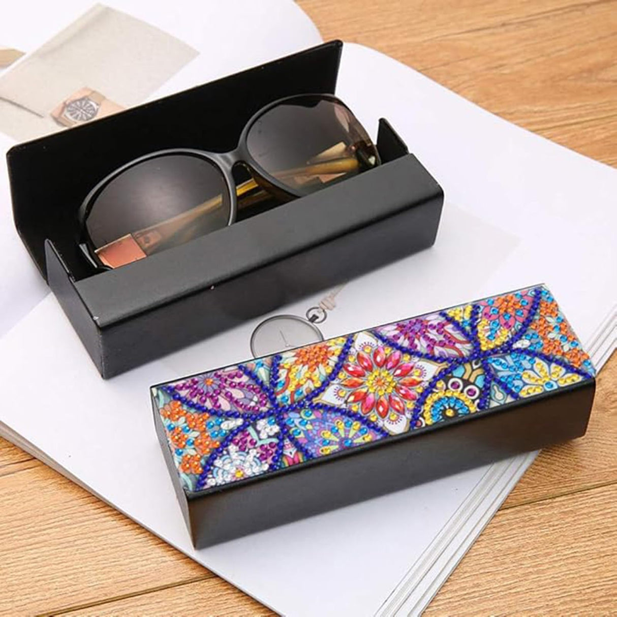 KACASHIP DIY 5D Diamond Painting Sun Glasses Case Storage Box Mandala Pattern Festival Birthday Gift for Adult Women Kids Handwork 2pcs KACASHIP