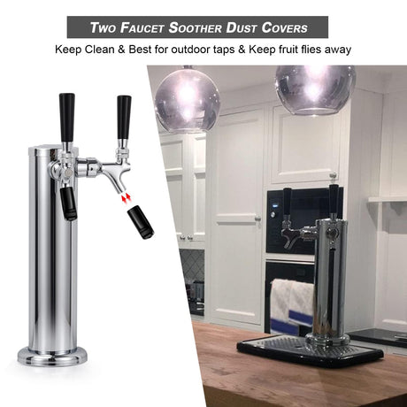 FERRODAY Kegerator Tower Dual Faucet Beer Tower Double Tap Beer Tower Dispenser Beer Tap Kegerator Parts Stainless Steel Tower Brass Faucet Stainless Core Pre-assembled Lines 3" Keg Tower Beer Keg Tap Ferroday