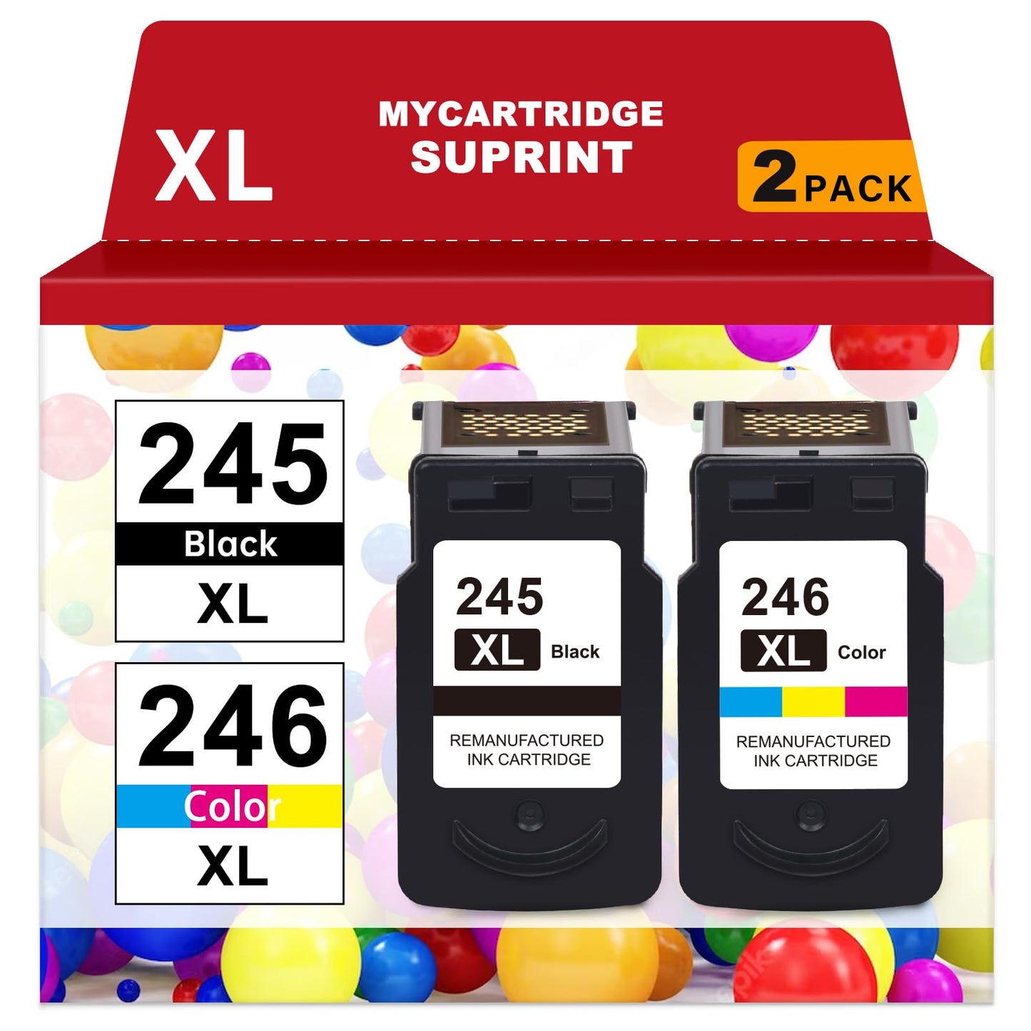 myCartridge SUPRINT 245XL 246XL Combo Pack Ink Cartridge Replacement for Canon Ink 245 and 246 PG-245 CL-246 for Pixma TS3122 MG2522 TS3322 TR4520 Printer 245XL 246XL