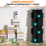 Besiost 360° Rotating 4-Tier Black Corner Bookshelf for Small Spaces Besiost