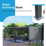 Aoodor 12 x 20 FT Outdoor Pergola with Retractable Shade Canopy, Dark Gray Matte Aluminum Frame, 2 Pieces Roller Shade Curtain, Grape Trellis Pergola for Patio Backyard and Deck - Charcoal Gray Aoodor