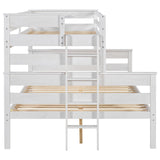 Harper & Bright Designs Detachable Design Twin XL Over Queen Bunk Bed with Ladder,Wood Twin-Over-Queen Bunk Bed Frame with Guardrail,Separated into 2 Beds(White) Harper & Bright Designs