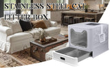 Modign Stainless Steel Litter Box with Lid,Large Foldable Litter Box with Lid,Covered Top Entry Litter Boxs,Enclosed Cat Litter Boxs with Litter Scoop for Big and Small Cats(Gray) Modign