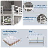 GarveeHome Loft Bed Twin Size with Large Desk and 2-Tier Storage Shelves, Heavy Duty Metal Loft Bed with Ladder and Guardrail for Kids and Adults, Steel Slats Support, Space Saving, White and Brown GarveeHome