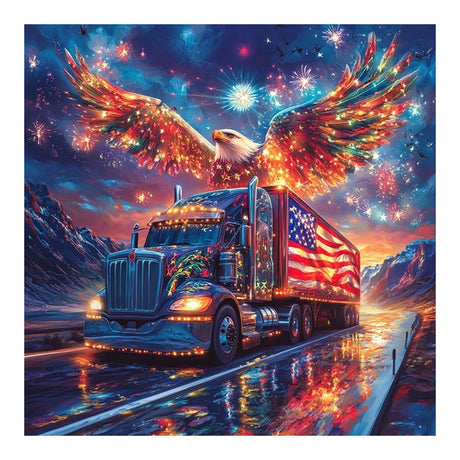 FHBUBPUP Colorful Truck Diamond Painting Kits for Adults, Eagle Diamond Art Kits for Beginners, 5D DIY Full Drill Round Gem Art, Paint with Diamond Beads Craft Home Wall Decor 12x12 inch FHBUBPUP