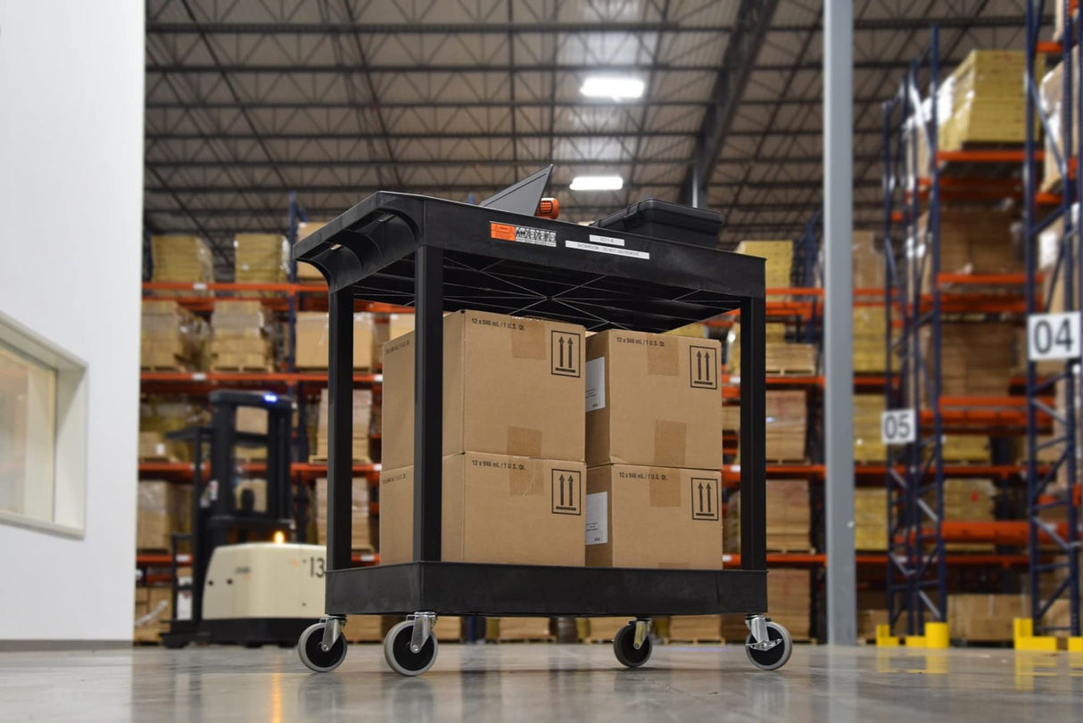 Luxor 32" x 18" Tub Storage Cart 2 Shelves - Black, (EC11-B) Luxor