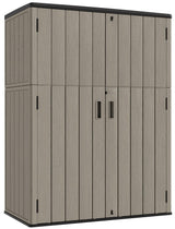 KINYING Outdoor Vertical Storage Shed,57 Cu.ft Outdoor Storage Cabinet Waterproof,Resin Sheds & Outdoor Storage Clearance for Garden,Patio,Backyard,Lockable (Brown) KINYING