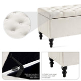 kinmars Ottoman with Storage,50.2-inch Upholstered End of Bed Storage Bench for Bedroom,for The Living Room,for Entryway, with Button and Safety Hinges,Detachable (White) kinmars