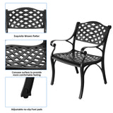 PATIO-IN 5 Piece Cast Aluminum Outdoor Dining Set, Outdoor Table and Chairs Set of 4, Patio Dining Set with 4 Chairs and 42" Round Table, Patio Conversation Set with 1.97" Umbrella Hole PATIO-IN
