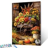Tucocoo Colorful Flowers Float Paint by Number Rural Fall Harvest Scenery DIY Painting on Canvas with Brushes Acrylic Paints Paint by Numbers for Adults and Kids Beginner 16x20 Inch（Without Frame） Tucocoo