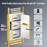 Grimtron Quick Access Wall Gun Safe with Removable Pegboard & Shelfs, Flat Hidden White Wall Safes Between the Studs 16" Centers, Wall Mount Safe for Handgun, Clips, Valuables Grimtron