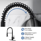 DJS Kitchen Faucets with Pull Down Sprayer Matte Black - Dual Mode Setting Single Handle 1 or 3 Holes Commercial Black Kitchen Sink Faucet with Deck Plate for Farmhouse RV Vessel Basin DJS
