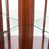 70'' Farmhouse Display Curio Cabinet with LED Lights, Corner Curio Storage Rack with Adjustable Shelves and Mirrored Back Panel, Tempered Glass Doors for Living Room, Light Bulb not Included, Walnut Bituman