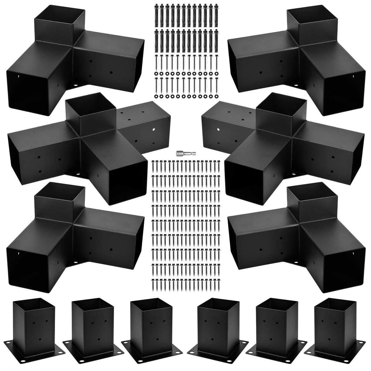 TPHUC Pergola Bracket, 3-Way Pergola Right Angle Bracket, Raised Wood Bracket for 4"x4" (Inner Dimensions: 3.5"x3.5") Wooden Beam, Pergola, Garden, Gazebo,... (Set 12) TPHUC