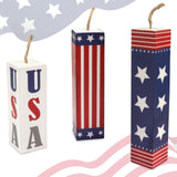 Hying 3 Pieces 4th of July Table Decor Patriotic Tiered Tray Independence Day Wooden Blocks American Table Centerpieces Red Blue Rustic Wood Signs for Tabletop Farmhouse Memorial Day Decorations Hying