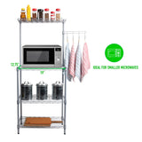 Mind Reader Microwave Rack with Storage, Bakers Rack, Utility Shelf, Kitchen, Metal, 21.25"L x 13.5"W x 50"H, Silver Mind Reader