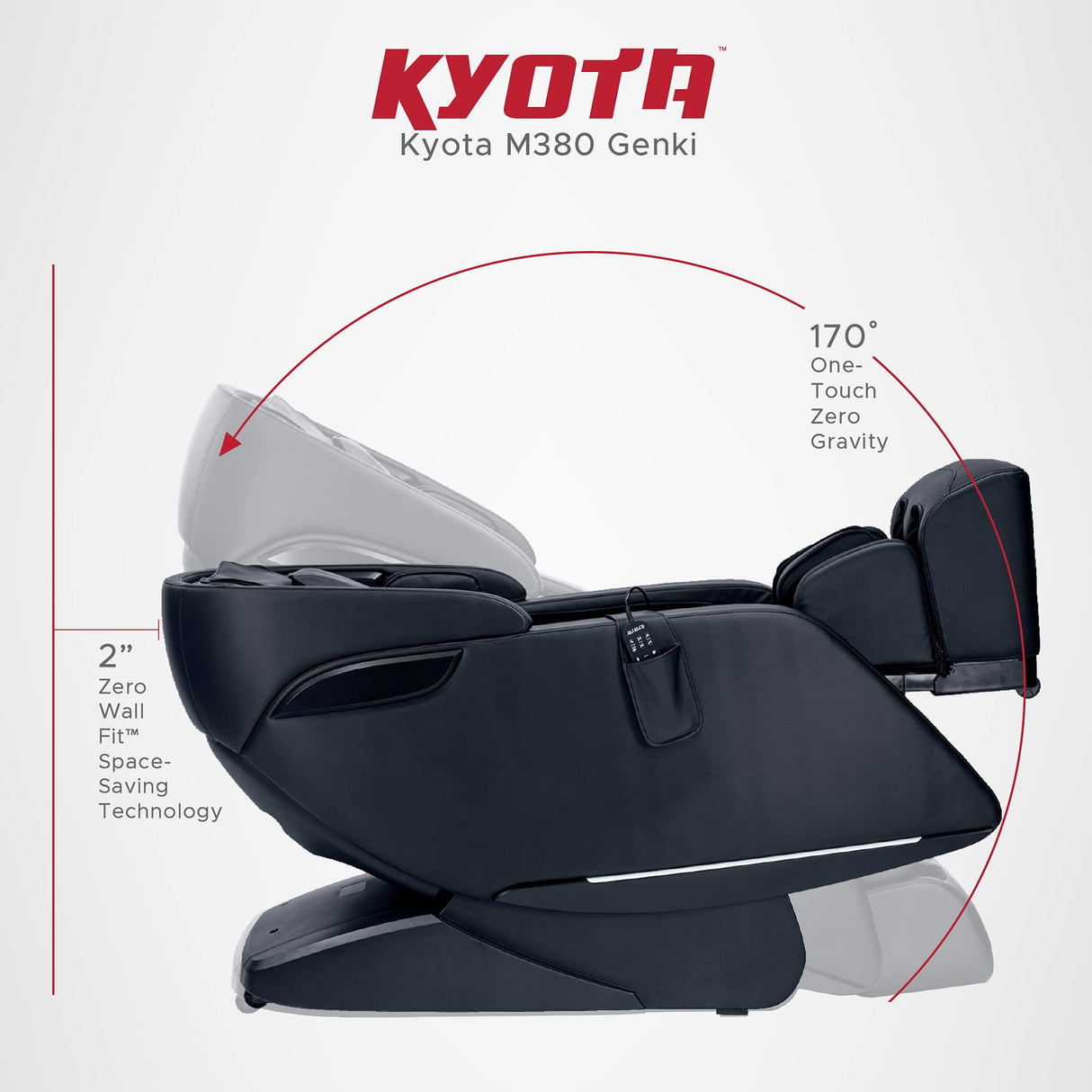 Kyota M380 Genki Massage Chair, Black, Modern Style, Zero-Gravity Recliner, Shiatsu Massage, Voice Controlled, Chromotherapy Lights, 50 x 30 x 40 inches, 200 lbs Weight Capacity Kyota
