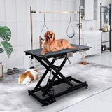 SoarFlash 49.6” Electric Lift Pet Dog Grooming Table,Heavy Duty Electric Grooming Table for Dogs&Cats,Heavy Duty Height Adjustable with Overhead Arm, Clamps, Two Grooming Noose SoarFlash