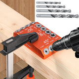 Steel DN Mate Aluminum Multi-Angle Drill Guide with F Clamp, 30 45 90 Degree 4 Sizes Guide Track Cable Railing Kit Stair Deck Template Jig for Straight and Angle Hole Wood Post, DG45 Steel DN Mate