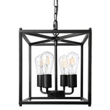 Unicozin 4-Light Black Farmhouse Chandelier, Iron Lantern Pendant Light Rustic Cage Adjustable Height, E26 Base Industrial Hanging Lights for Kitchen Island Dining Room Hallway Foyer Entryway Unicozin