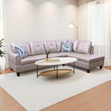 NicBex Sectional Couch 2 Pieces 66.5" L Sofa with Right Chaise Faux Leather L Shaped Cloud Couch for Living Room Furniture Sets with Cushion, Modular Sofa for Living Room & Small Apartment, Latte NicBex