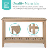 Best Choice Products 48in 2-Shelf Eucalyptus Wooden Console Table Indoor Outdoor Multifunctional Buffet Bar Storage Organizer w/Foot Sliders - Taupe Best Choice Products
