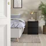 Tvilum 2 Drawer Bedroom Nightstand Nighstand, 19.69 in x 15.91 in x 19.49 in, Black Tvilum