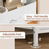 Somdot Dresser for Bedroom with 3 Drawers, Storage Organizer Chest of Drawers with Removable Fabric Bins for Closet Bedside Living Room Laundry Entryway Hallway, White Leather Somdot