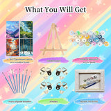 4 Pack Framed Paint by Numbers Kit for Adults Beginners-Four Season Adult Paint by Number Kits on Canvas Framed, Landscape DIY Acrylic Oil Painting by Numbers for Adults for Gift Home Decor(8x12inch) Arttoplus