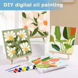 hkejoi 4 Pack Flowers Paint by Numbers Kit for Adults Framed - Small Easy Adult Paint by Numbers Kits, Acrylic Oil Painting Perfect for Home Wall Decor 8X8 Inch hkejoi