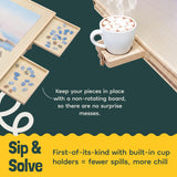 Gondola 1500 Pieces Puzzle Board with Mug Holders, 6 Drawers and Cover, Sturdy Jigsaw Puzzle Table Tray, 26"x35" Portable Wooden Jigsaw Puzzles Accessories, Jig Saw Home Holder Organizer Boards Gondola
