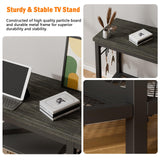 Furologee TV Stand for TVs up to 55 Inch, Entertainment Center with Open Storage Shelves, TV Media Console Table with Soundbar Shelf for Living Room, Bedroom, Black Oak Furologee