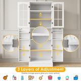 kepptory 64" Kitchen Pantry Cabinet, Pantry Storage Cabinet with Adjustable Shelves, Kitchen Buffet Cupboards Storage Cabinet for Home Office Use (White, 16" D x 24" W x 64" H) kepptory