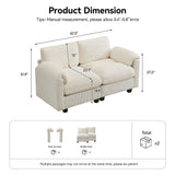 67'' Modular Loveseat Sofa, Extra Deep Seat Cloud Couch for Living Room, Corduroy Deep Seat Sofa with Armrest Pillows, Center Stitched, Beige Hatppto