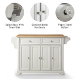 Crosley Furniture Alexandria Wood Top Rolling Kitchen Island Storage Cart, Microwave Stand, Spice Rack, White Crosley Furniture