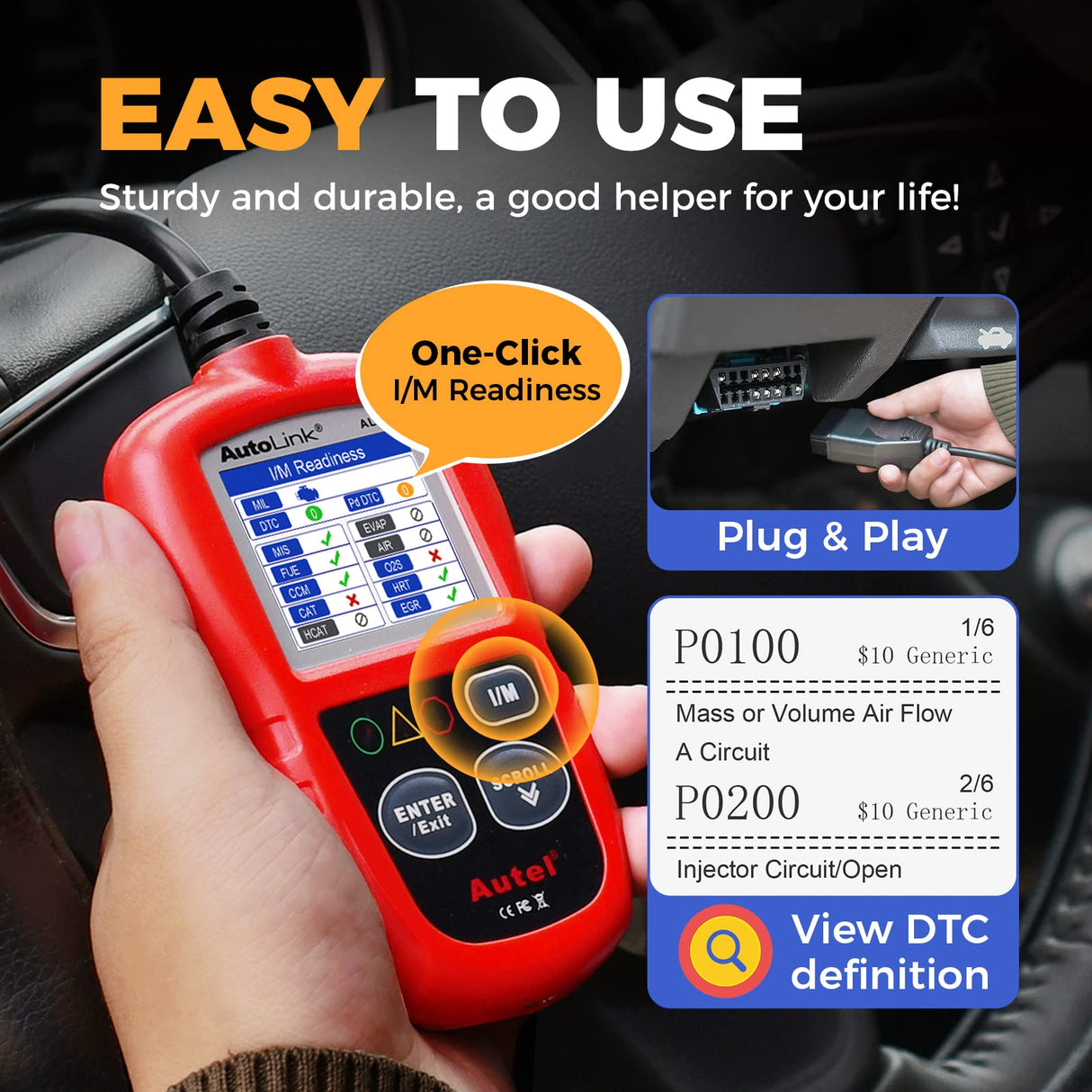 Autel Professional OBD2 Scanner AL319 Code Reader, Enhanced Check and Reset Engine Fault Code, Live Data, Freeze Frame, CAN Car Diagnostic Scan Tools for All OBDII Vehicles After 1996, 2024 Upgraded Autel