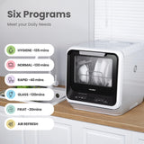COMFEE' Portable Mini Dishwasher Countertop with 5L Built-in Water Tank for Apartments& RVs, No Hookup Needed, 6 Programs, 360° Dual Spray, 162℉ High-Temp& Air-Dry Function COMFEE'