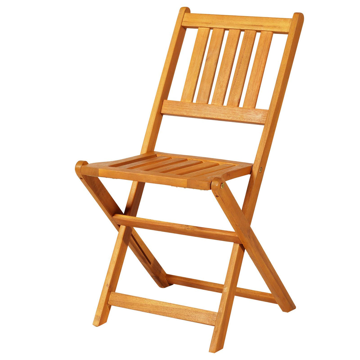 Outsunny 3-Piece Acacia Wood Bistro Set, Folding Patio Furniture with 2 Folding Chairs and Round Coffee Table, Teak, Slatted Finish, for Backyard, Balcony, Deck, Natural Outsunny