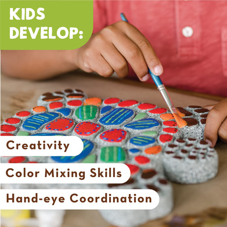 MindWare Turtle Stepping Stone Kit: Paint Your Own Stepping Stones for Kids Craft Kit Includes Paint, Brushes and Instructions MindWare