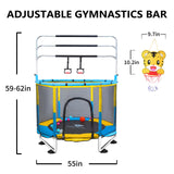 Trampoline for Kids, 5FT Adjustable for Toddler, Indoor/Outdoor Baby Trampoline with Enclosure Net, No-Gap Safe Design, Gifts for Boys & Girls (Yellow&Blue) PY SUPER MODE